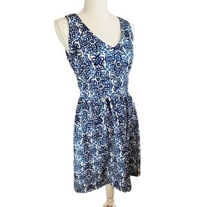 MILLY of NEW YORK Floral Navy White Dress Sleeveless Sz 6 Coquette Chinoiserie‎